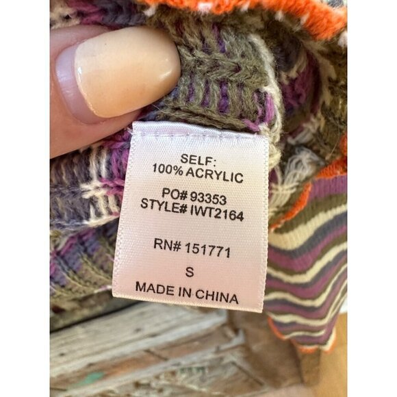 NWOT Grace Sweater Striped Knit Cropped Boho Hippie Women's Size Small - Picture 8 of 10